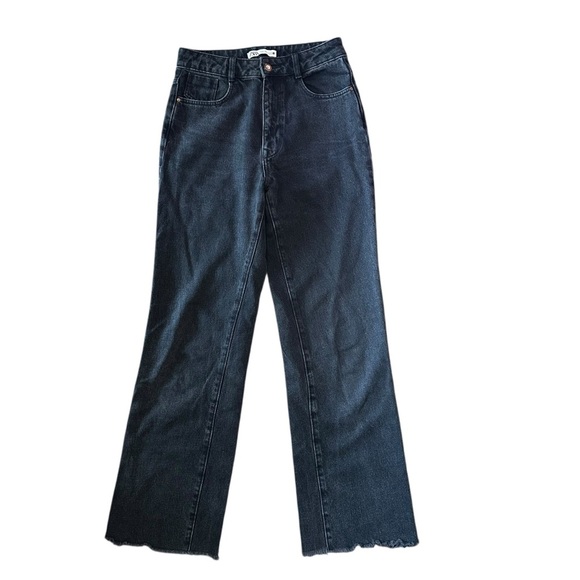 Zara High Waist Black Wide Leg Denim Jeans US6 EU38 - Picture 1 of 7